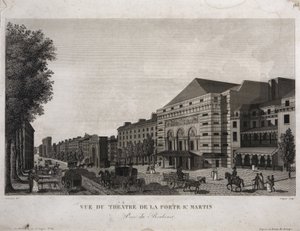 Teatro di Porte St. Martin, Boulevard Montmartre, Parigi, inciso da Guiguet, c.1810 da Henri Courvoisier Voisin